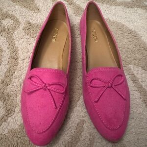 J. Crew Vibrant Pink Flats with Bow Detail